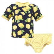 Hudson Baby Toddler Girl Swim Rashguard Set Navy Lemons, 2-Piece Set, Size 4 Toddler